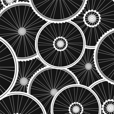 Bicycle background from many white wheels vector clipart