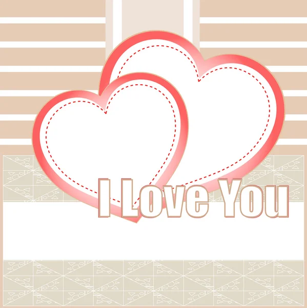 Valentinskarten mit zwei Herzen und Platz für Ihren Text — Stockvektor