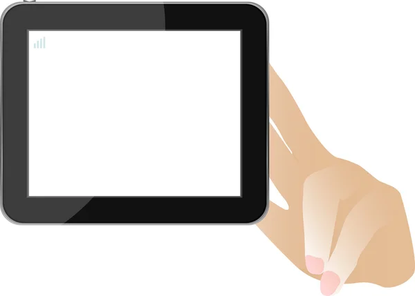 Mains avec tablette isolée sur fond blanc — Image vectorielle