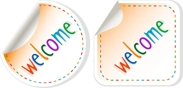 Welcome stickers label set isolated on white — Stock Vector
