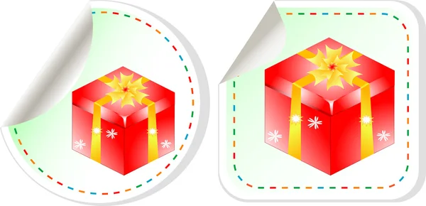 Cajas de regalo pegatinas conjunto sobre fondo blanco — Archivo Imágenes Vectoriales