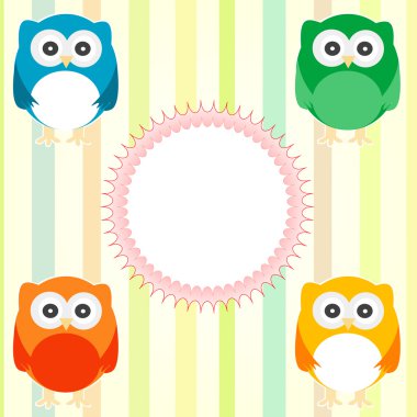 Vector cute owl card. Baby arrival announcement clipart