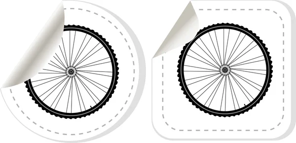 Kerékpár kerék, abroncs és a küllő vektor matrica szett — Stock Vector