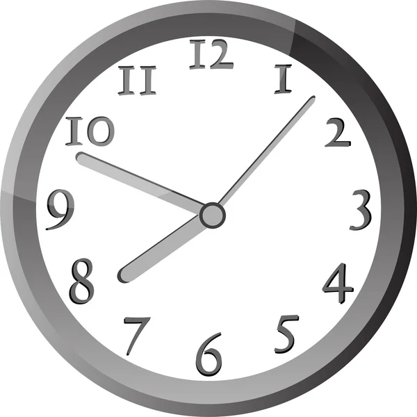 Zegar ścienny nowoczesny w ramce w kolorze srebrnym — Wektor stockowy