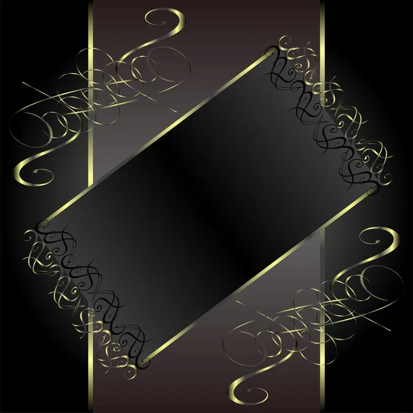 ダマスク織の背景を持つベクトル ビンテージ ゴールド花のフレーム — ストックベクタ