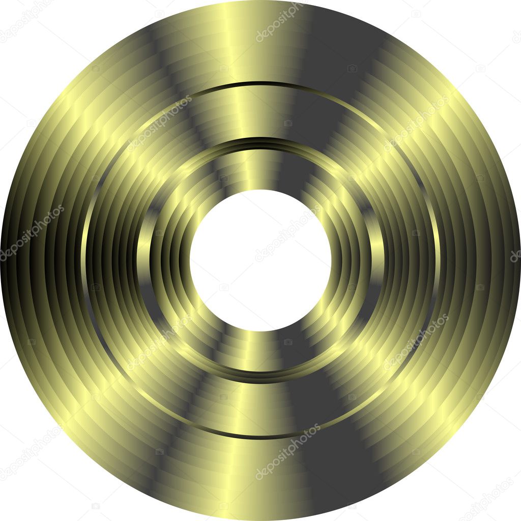 Gold vinyl record isolated on white background