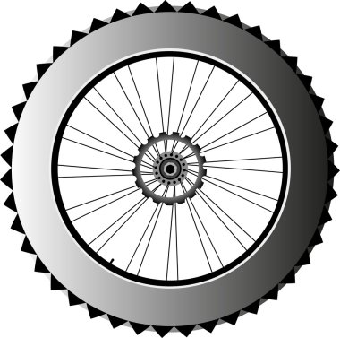Lastik ve jant teli ile metal bisiklet tekerleği. vektör
