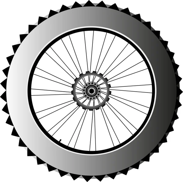 Metal bike wheel with tire and spokes. vector — Stock Vector