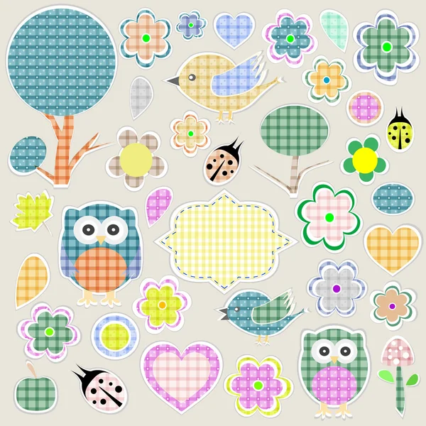 Nature textile stickers — Stock Vector