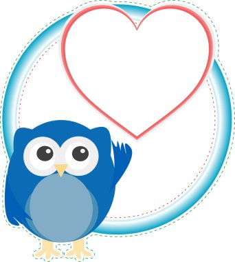 Valentine owl boy with heart. holiday vector card clipart