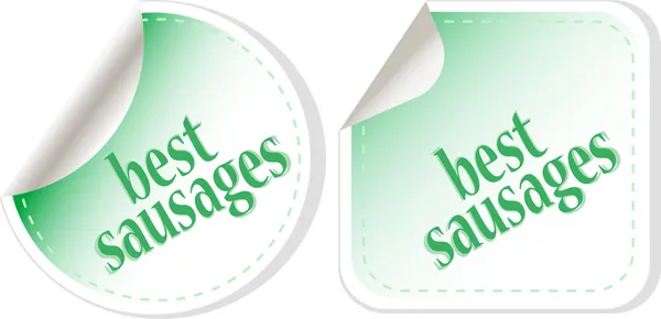 stock vector Best sausages green food stickers set