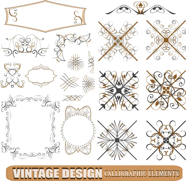 Conjunto de vectores: elementos de diseño caligráfico y decoración de página. muchos elementos útiles para embellecer su diseño — Archivo Imágenes Vectoriales