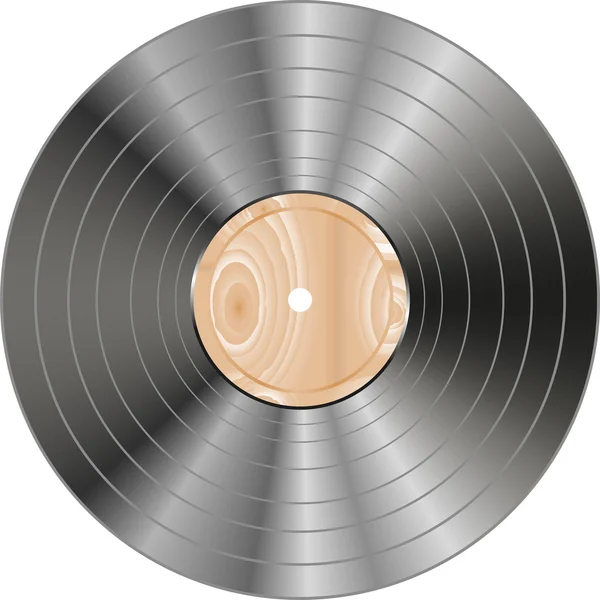 白で隔離されるビニール木製レコード — ストックベクタ