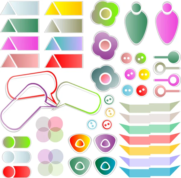 Scrapbook elements with a lot of tags and stickers — Stock Vector