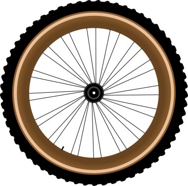 Front wheel of a mountain bike isolated on white clipart