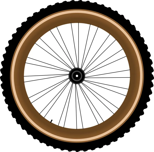 Framhjulet av en mountainbike som isolerad på vit — Stock vektor