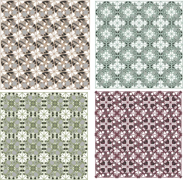 Conjunto de patrones detallados de repetición de damasco — Archivo Imágenes Vectoriales