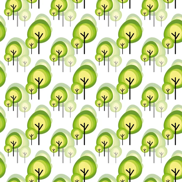 抽象的な緑の木のシームレスなパターン — ストックベクタ