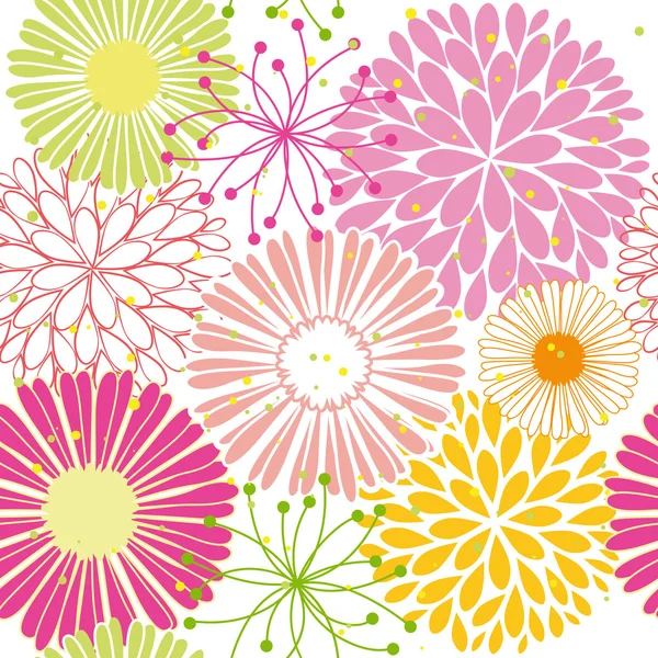 春のカラフルな花のシームレスなパターン — ストックベクタ