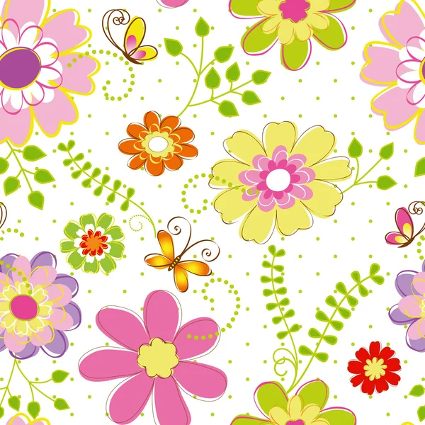 Patrón inconsútil flor colorida primavera — Vector de stock