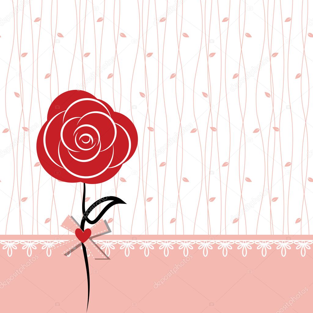 Card design with red rose
