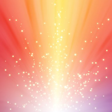 Sparkling star on colorful burst background clipart