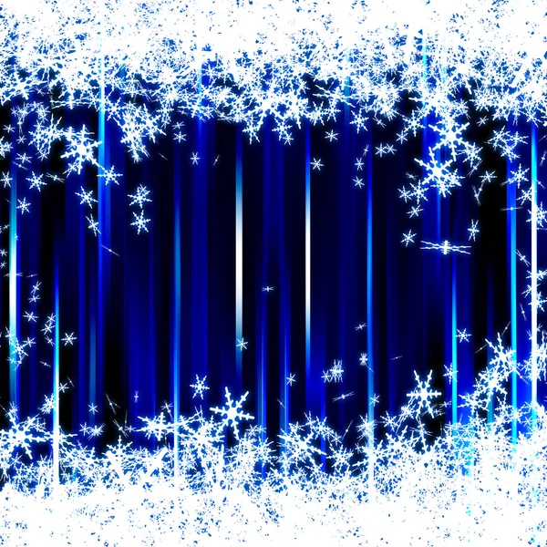 Gnistrande snöflinga på blå rand bakgrund — Stockfoto