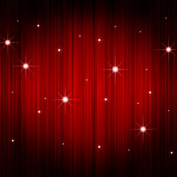 Rood gordijn met sprankelende ster — Stockfoto