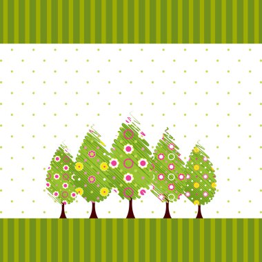 Abstract springtime tree with colorful flower clipart