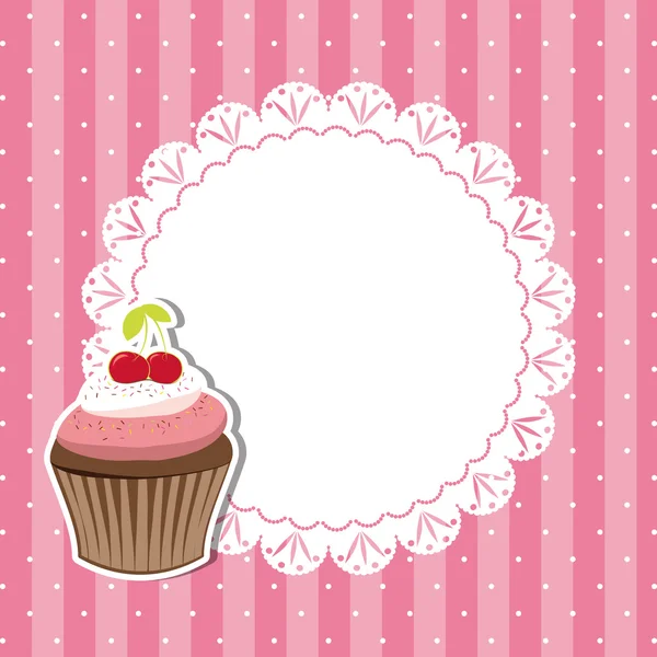 Tarjeta de invitación de cupcake de cereza — Vector de stock