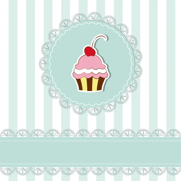 Cherry cupcake invitation card — Stock Vector