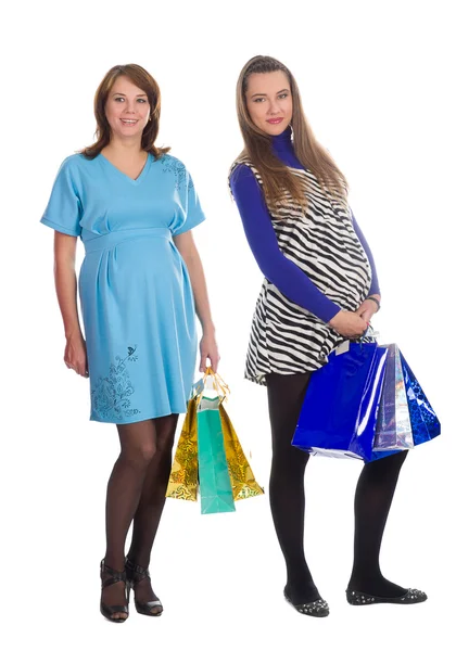 Mulheres grávidas bonitas em compras — Fotografia de Stock
