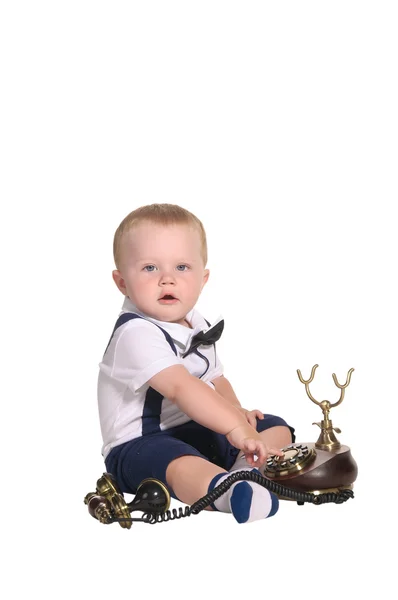 Baby boy gentleman phoning — Stock Photo, Image
