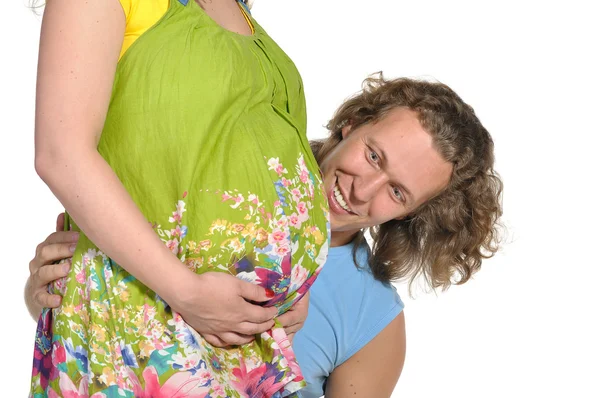 Adam kucaklayan hamile karnına 3 — Stok fotoğraf