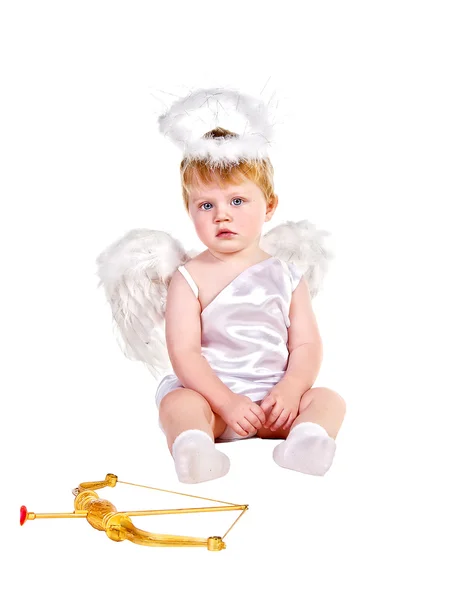Святой Валентин день ангел мальчик с луком и стрелами — стоковое фото