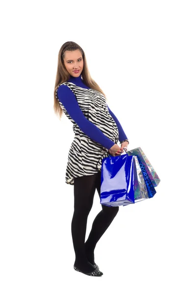 Preciosa mujer embarazada en las compras —  Fotos de Stock