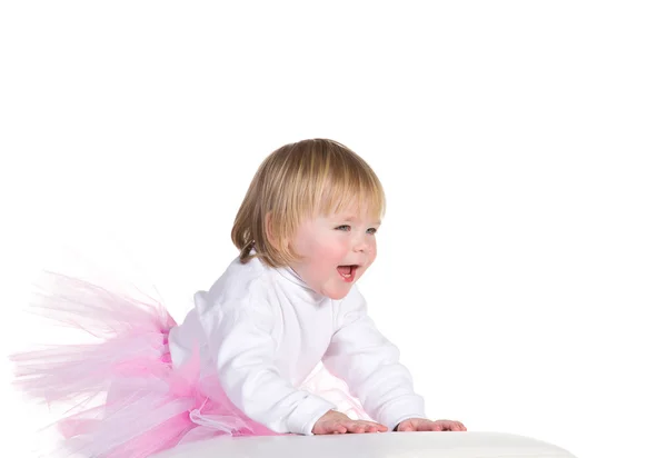 Šťastná, směje se holčička v tutu — Stock fotografie