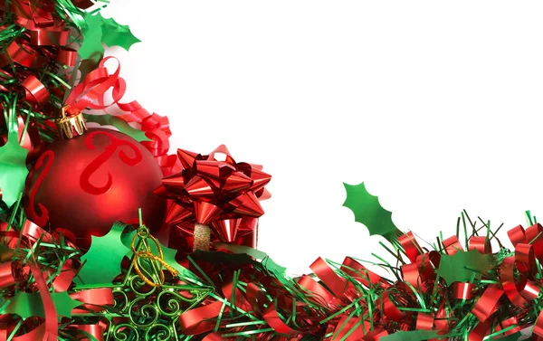 빨간 크리스마스 값싼 물건과 틴 셀 — 스톡 사진