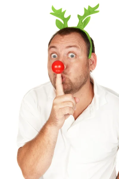 Adult Caucasian man with red nose Royalty Free Stock Photos