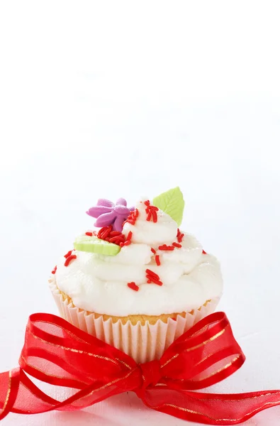 Βανίλια cupcake με το βούτυρο κρέμας άχνη Royalty Free Εικόνες Αρχείου