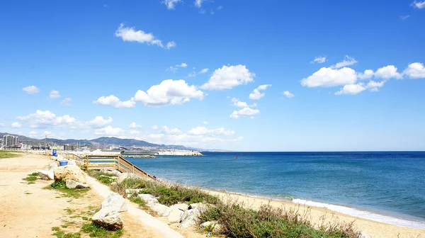 Panorama auf den strand von badalona — Stockfoto