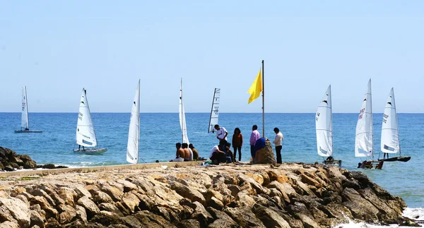 Panoramico del mare con barche a vela — Foto Stock