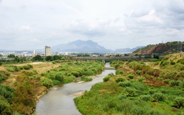 Panoramic of Llobregat river clipart