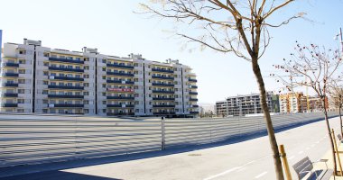 Panoramic of several blocks of housings clipart
