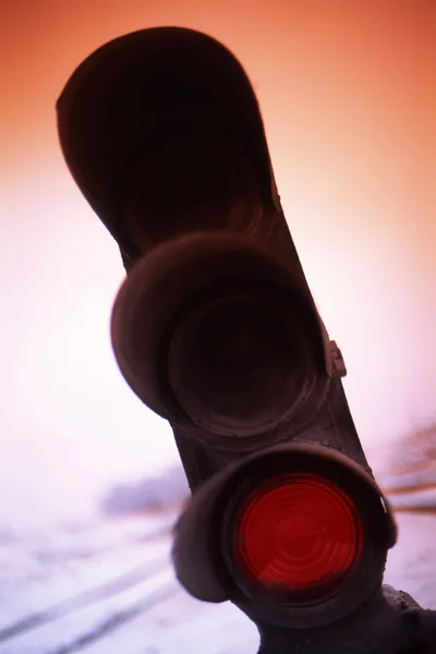 Semáforo rodoviário de ferro — Fotografia de Stock