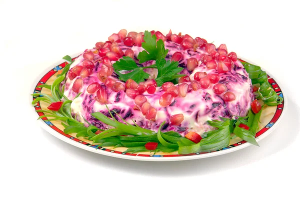 Salade de plat în un fond blanc — Photo
