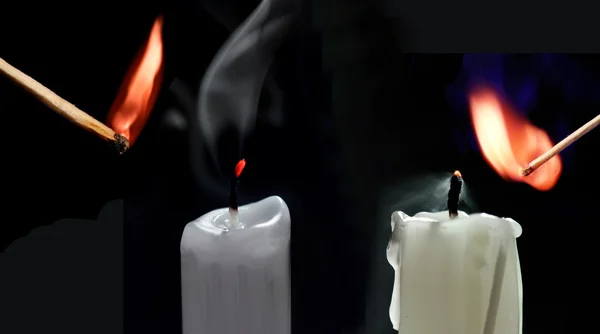 Partita e candela — Foto Stock