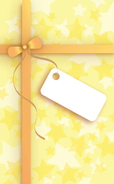 Gelbes Geschenk mit Zettel — Stockvektor