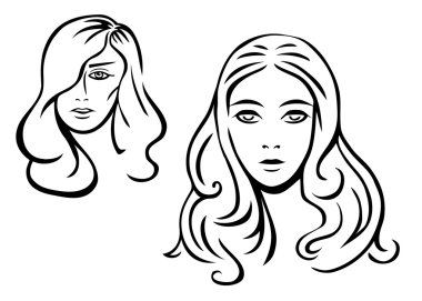 Two woman's faces clipart