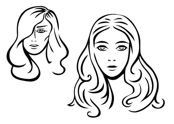 Deux visages de femme — Image vectorielle